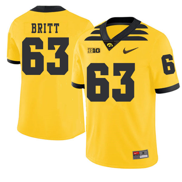 2019 Men #63 Justin Britt Iowa Hawkeyes College Football Alternate Jerseys Sale-Gold